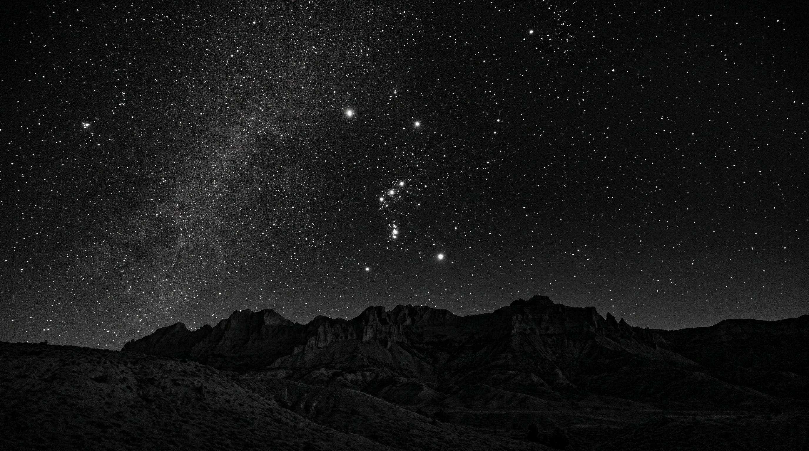 The Orion constellation over a high-desert ridgeline in the Uintah Basin at night